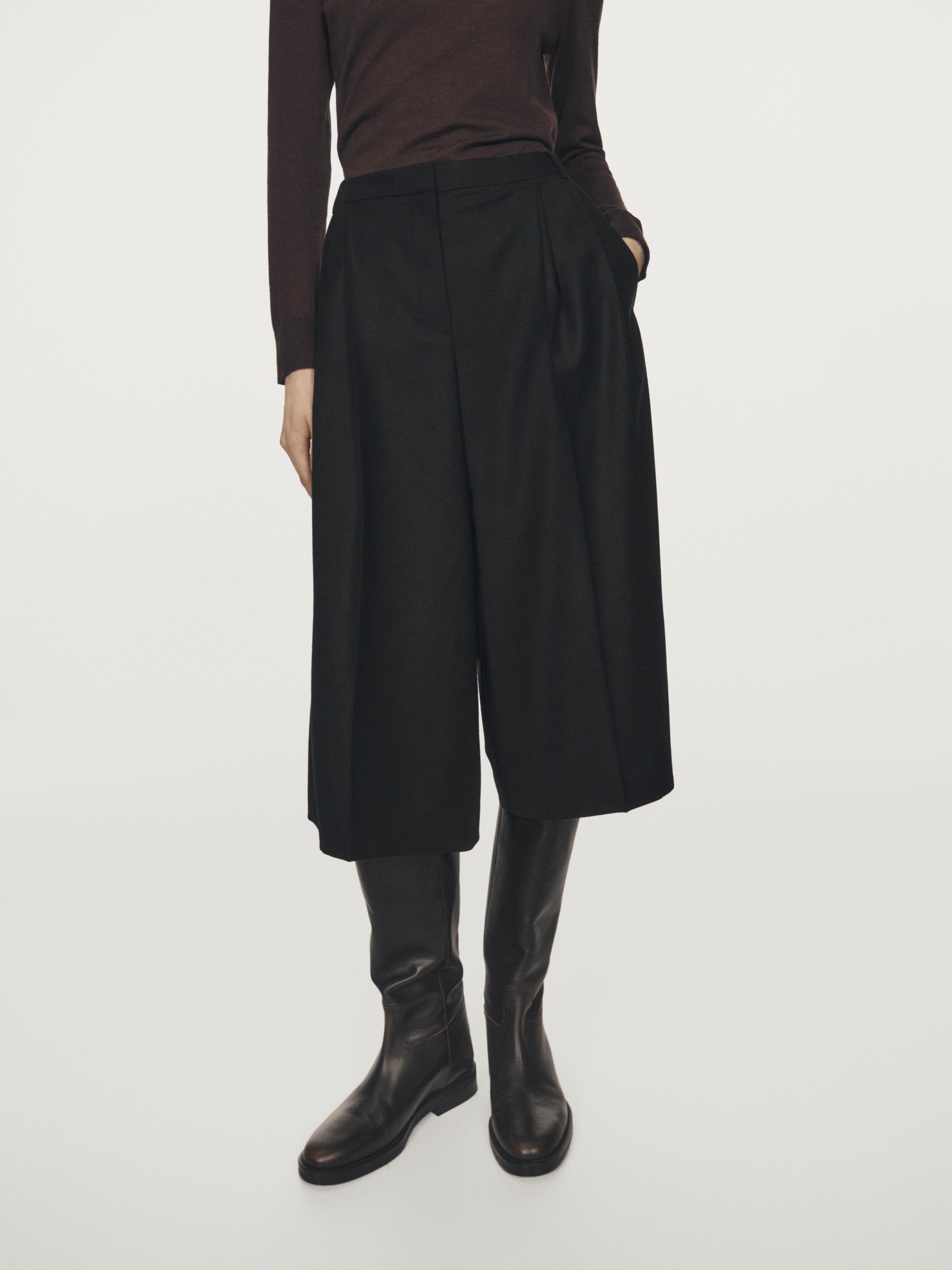 Long flannel Bermuda shorts with darts